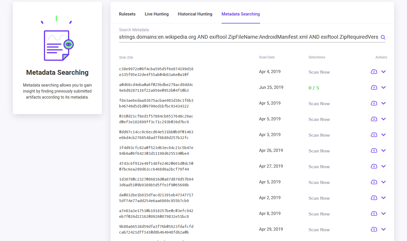 Metadata Searching